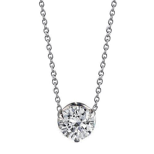 Echt Diamant Solitaire Necklace Pendant With Chain 1 Carat White Gold 14K