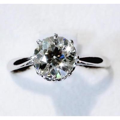 Echt Diamant Solitaire Ring 2.50 Karat Old Mine Klassischer Damenschmuck