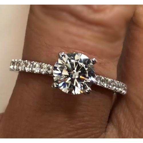 Echt Diamant Verlobungsring 2 Karat 14K Weißgold Solitär Mit Akzenten