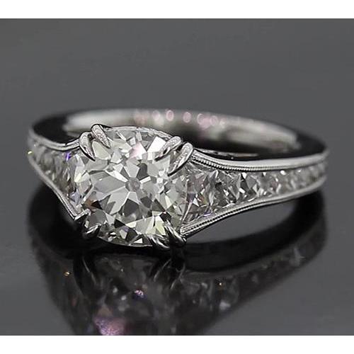 Echt Diamant Verlobungsring 3,50 Karat Old Mine Vintage-Stil Schmuck Neu