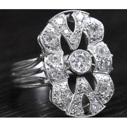 Echt Diamant Vintage-Stil Ring 2 Karat Milgrain Weißgold Schmuck