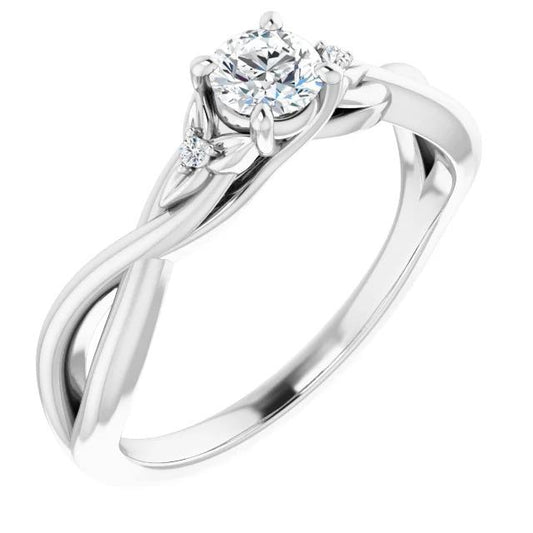 Echt Diamantring Mit Gedrehtem Schaft 1,40 Karat Weißgold 14K