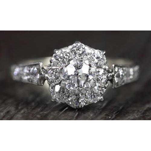 Echt Diamantring Vintage-Stil 2 Karat Milgrain Akzent Schmuck Neu