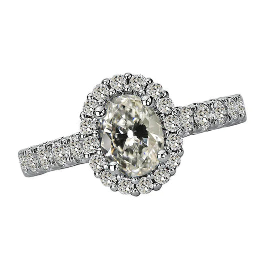 Echt Diamant-Runder & Ovaler Halo-Ring Schmuck Im Alten Minenschliff 5 Karat