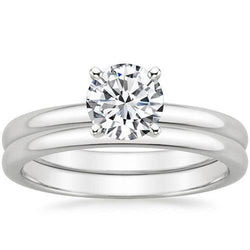 Echt Diamants Solitaire Ring Band Set 3.01 Karat 14K Weißgold Comfort Fit