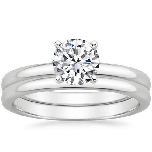 Echt Diamants Solitaire Ring Band Set 3.01 Karat 14K Weißgold Comfort Fit