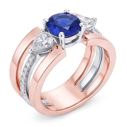 Echter Diamant Ring 3 Karat - 14K Bicolor Gold