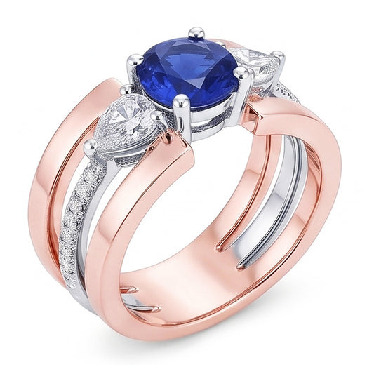 Echter Diamant Ring 3 Karat - 14K Bicolor Gold