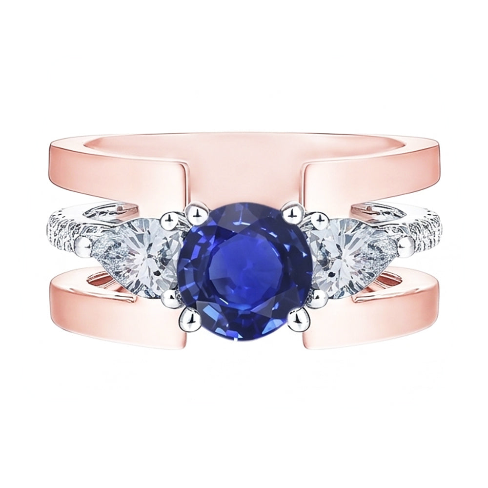 Echter Diamant Ring 3 Karat - 14K Bicolor Gold