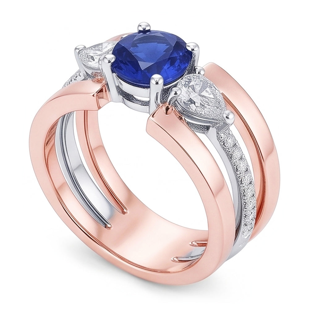 Echter Diamant Ring 3 Karat - 14K Bicolor Gold