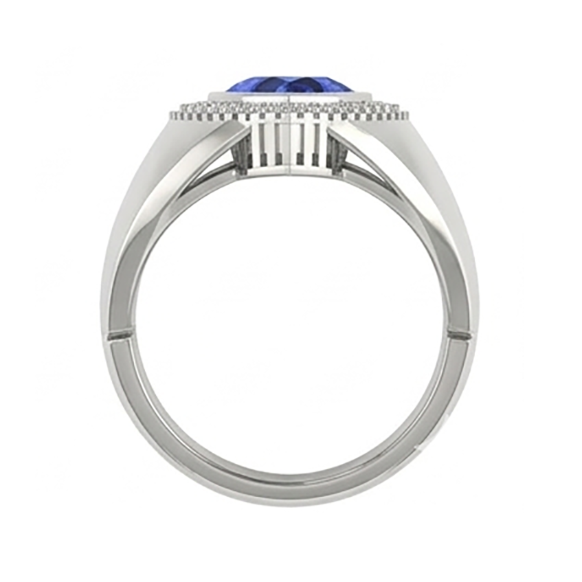 Echter Herrenring Ceylon Saphir Natürlicher Diamant ( nicht im Labor gezüchtet ) Schmuck Trillion...