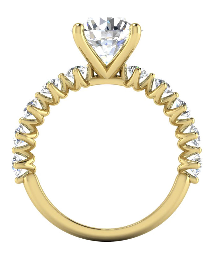 Echter Rund Diamant Ring Mit Akzenten Gelb Gold