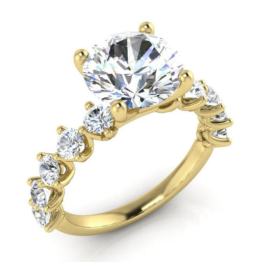 Echter Rund Diamant Ring Mit Akzenten Gelb Gold