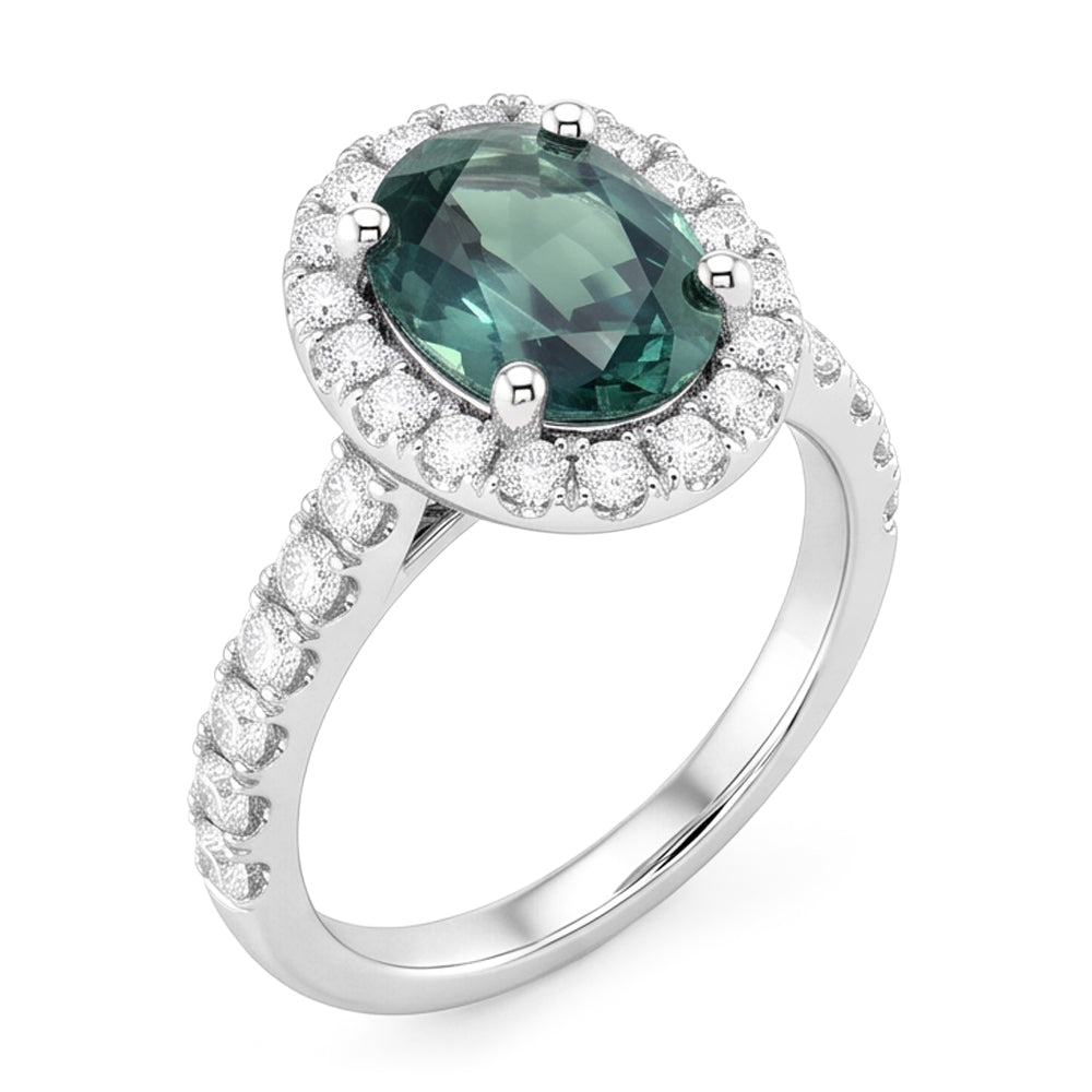 Echter Saphir Ring 2.00 Karat - 14K Weissgold