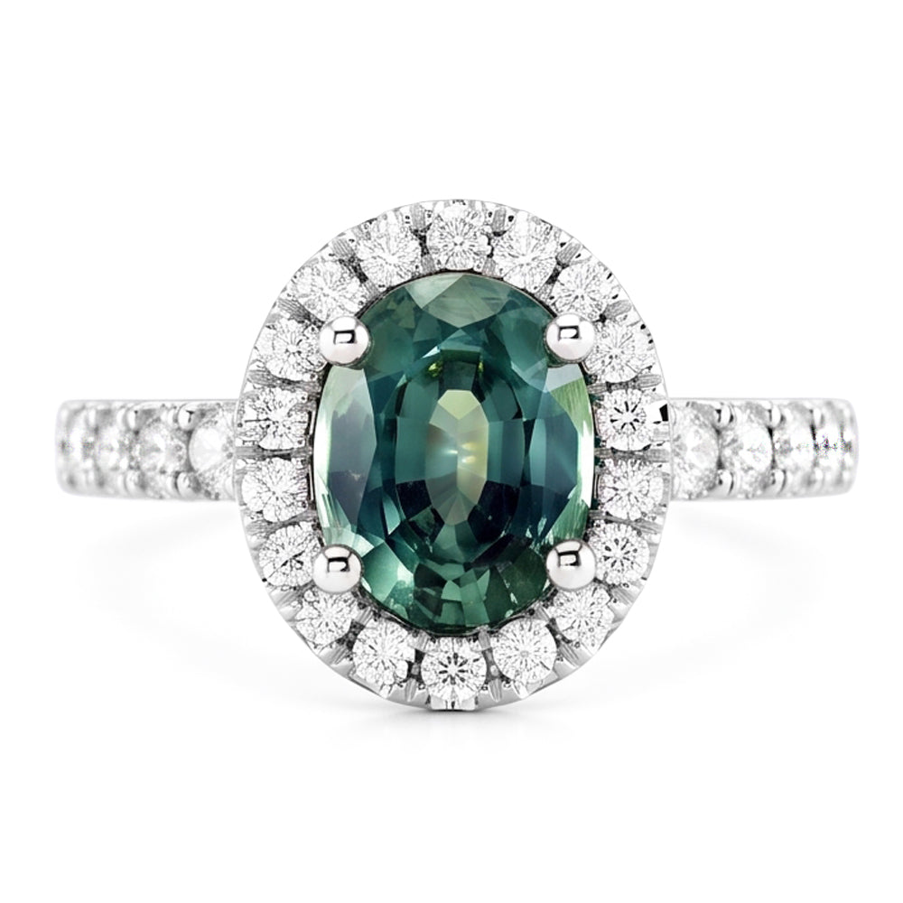 Echter Saphir Ring 2.00 Karat - 14K Weissgold