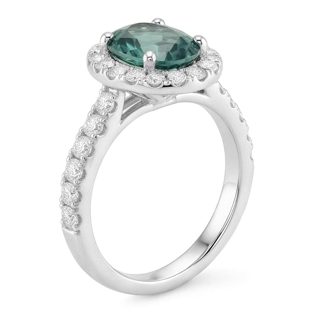 Echter Saphir Ring 2.00 Karat - 14K Weissgold