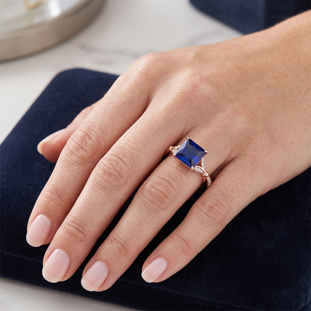 Echter Saphir Ring 3.75 Karat - 14K Roségold