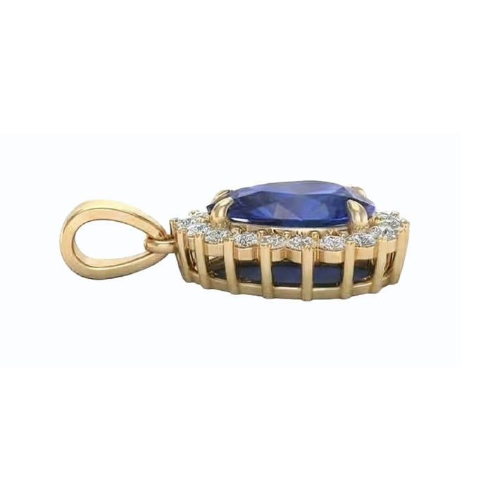 Echter Tropfen Form Blauem Saphir Anhänger Mit Diamanten