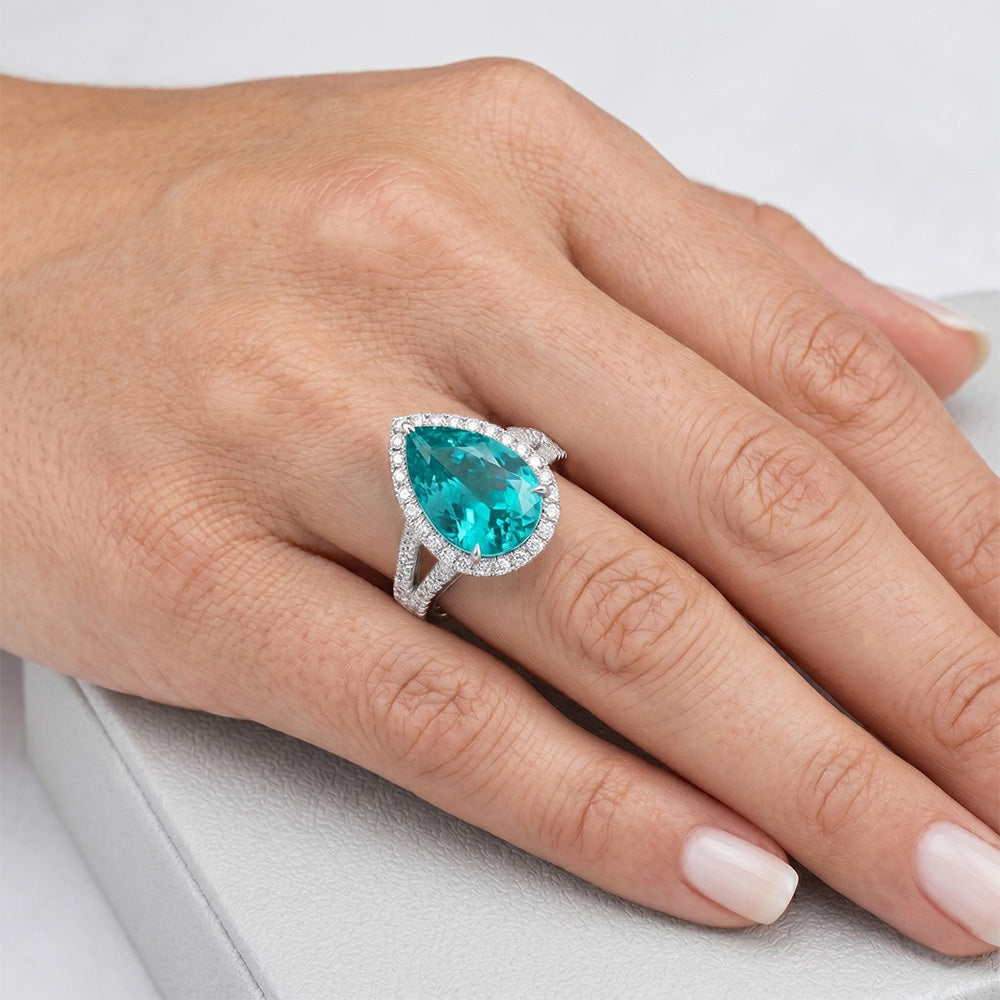 Echter VVS Reinheit Paraiba-Turmalin Halo-Fassung Ring 5,50 Karat