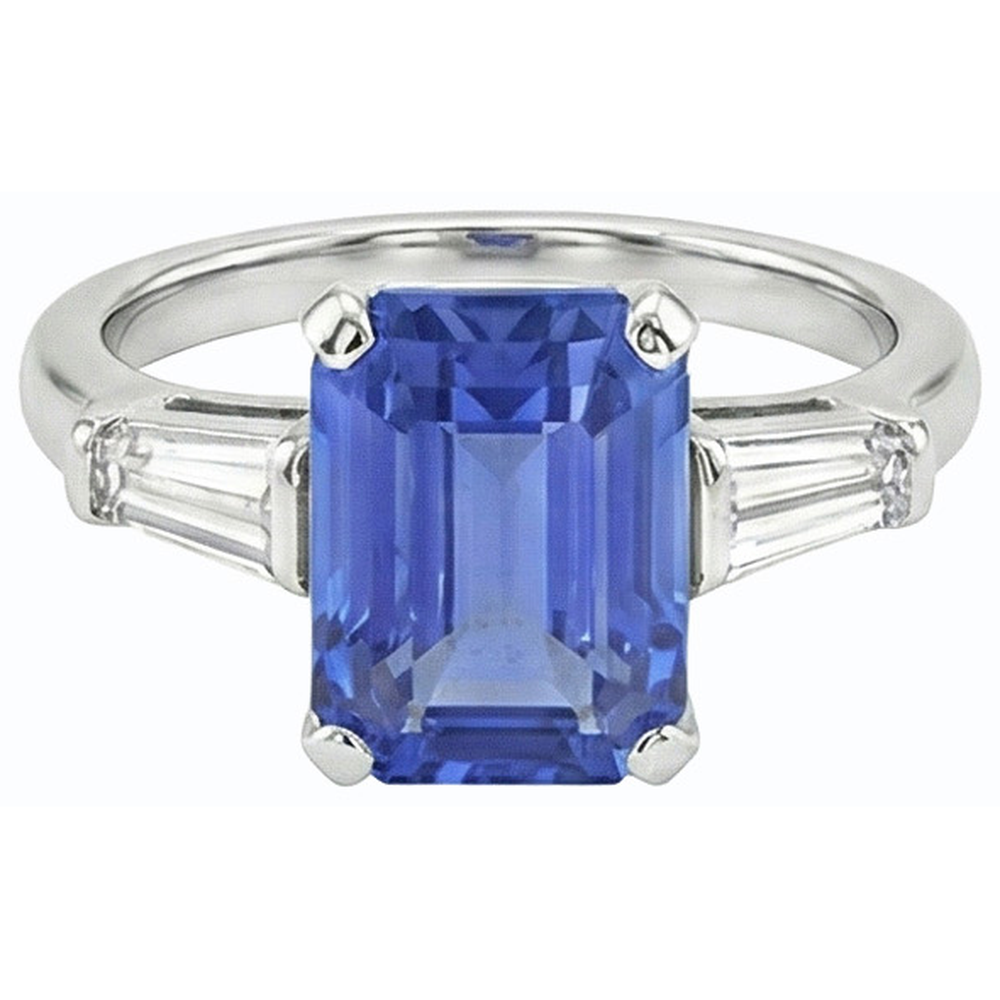 echter baguette diamant 2.50Karat ring auf Weiß