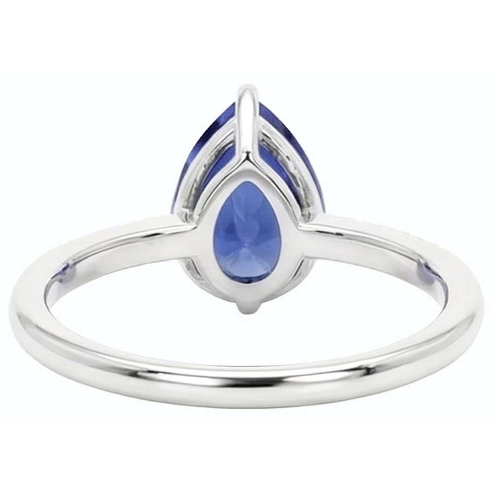 Edelstein Birne blauer Saphir Ring & kleine runde Natürlicher Diamant ( nicht im Labor gezüchtet )en 3 Karat