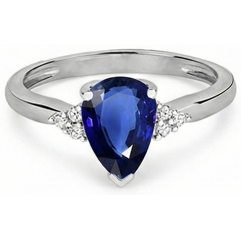Edelstein Birne tiefblauer Saphirring & Natürlicher Diamant ( nicht im Labor gezüchtet )en 2,50 Karat