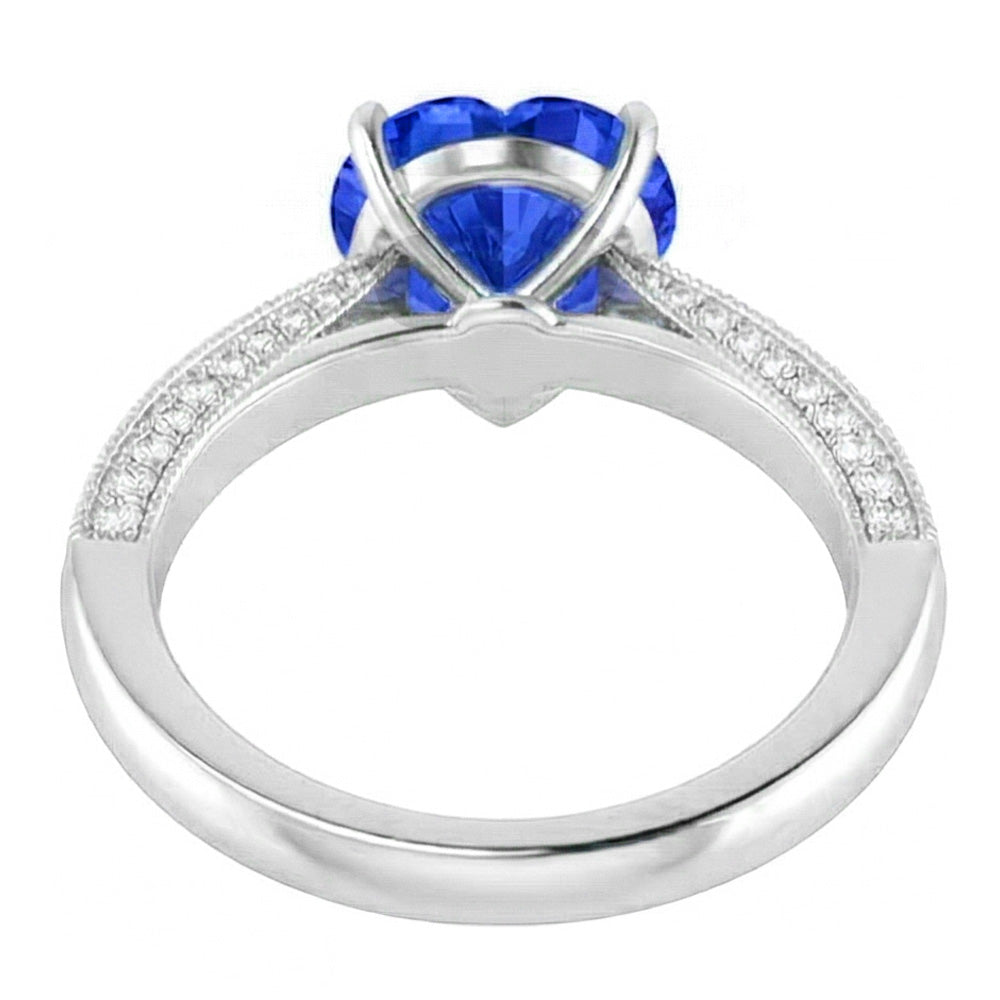 Edelstein Blauer Saphir Ring 4 Karat Mehrreihig Pave Natürlicher Diamants ( nicht im Labor gezüchtet )