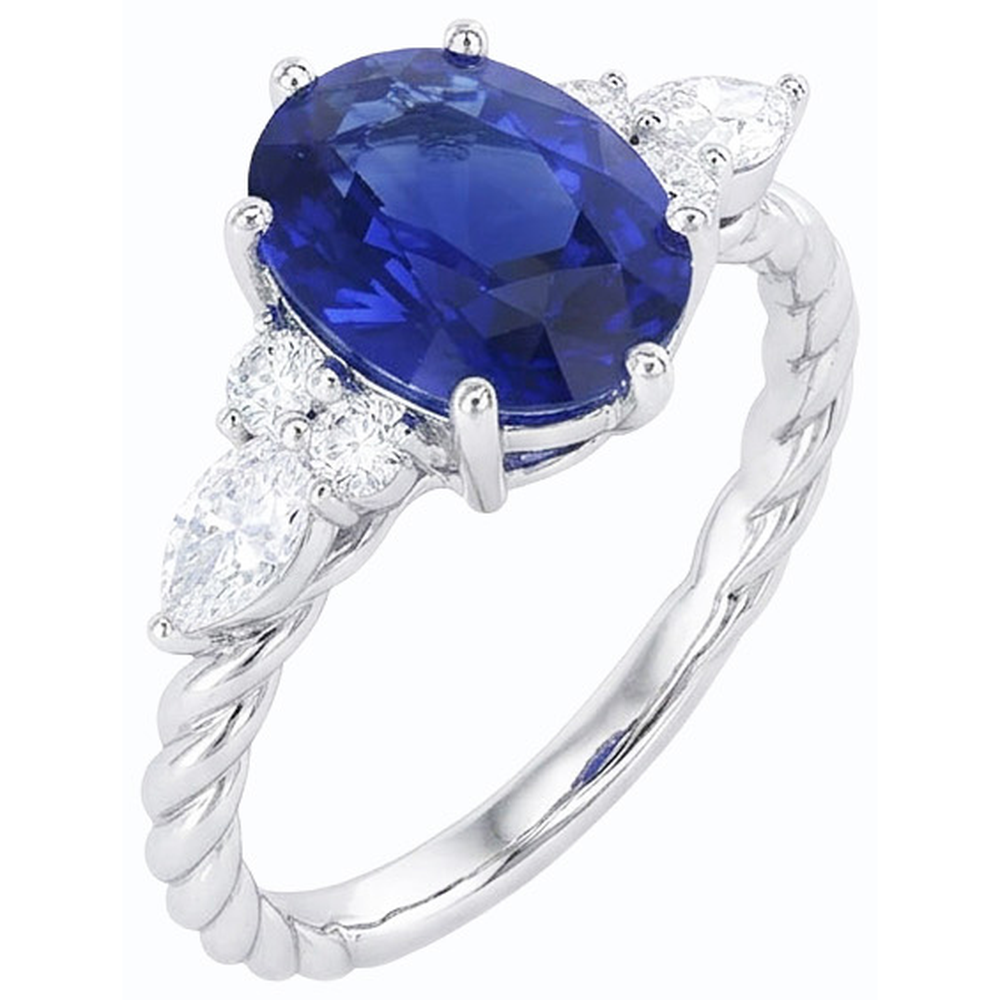 echter oval diamant 4Karat ring Draufsicht