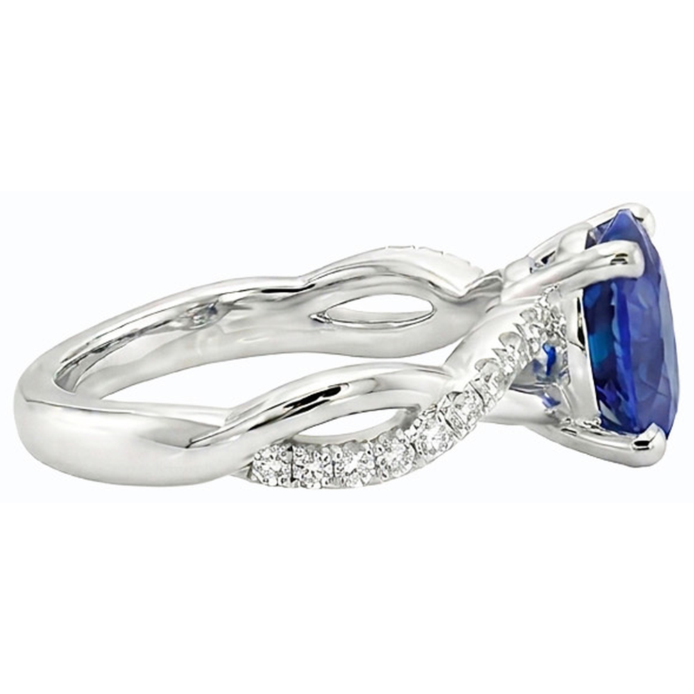 echter oval diamant 4.50Karat ring Profilansicht
