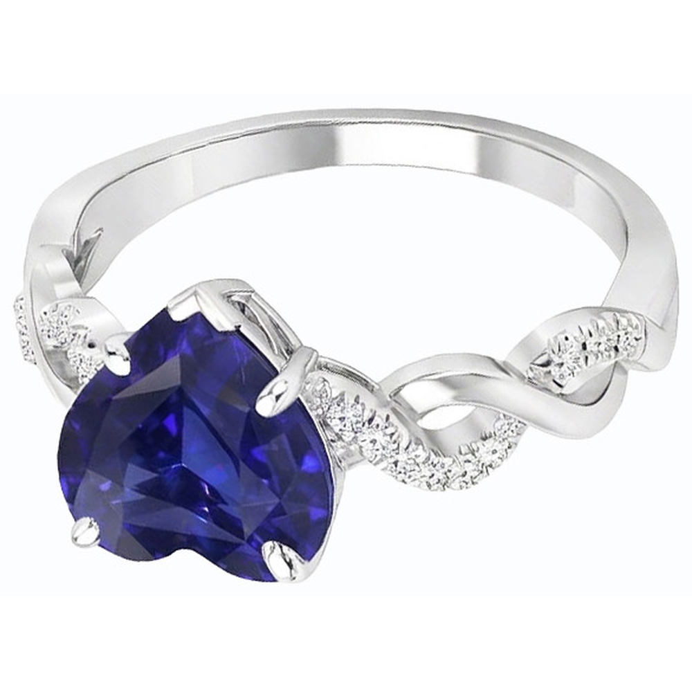 Edelstein Ring Herzschliff Blauer Saphir Infinity Style 4 Karat Natürlicher Diamant ( nicht im Labor gezüchtet )