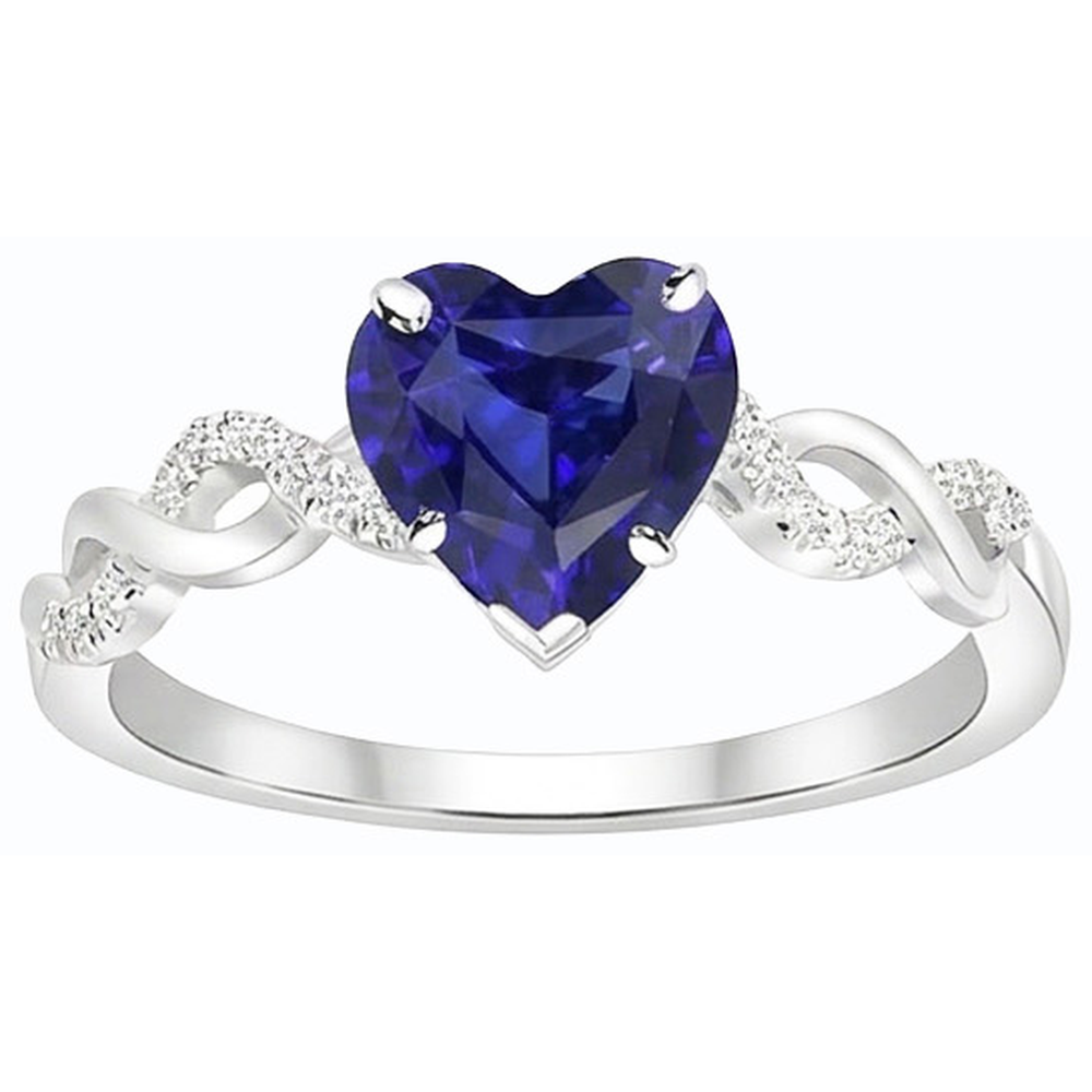 Edelstein Ring Herzschliff Blauer Saphir Infinity Style 4 Karat Natürlicher Diamant ( nicht im Labor gezüchtet )