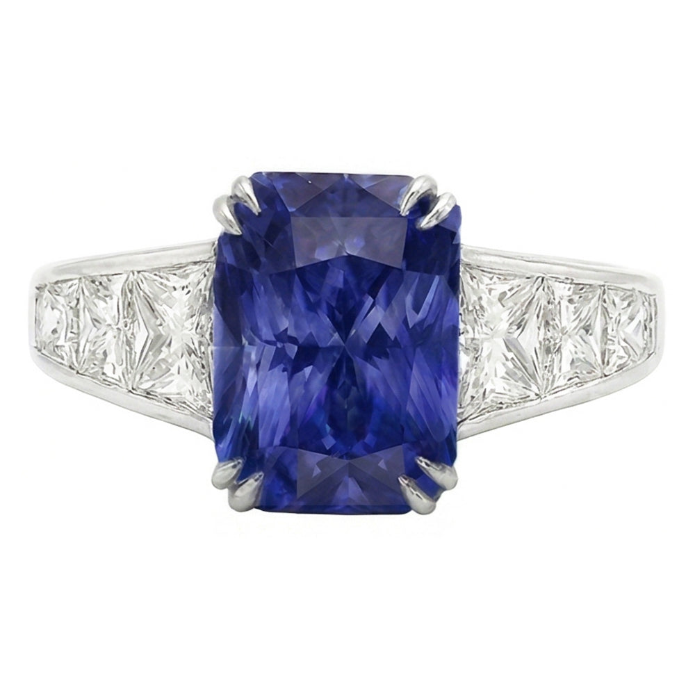 Edelstein Ring Strahlender Saphir Kanal Set Trapezoid Natürlicher Diamant ( nicht im Labor gezüchtet )en 5 Karat
