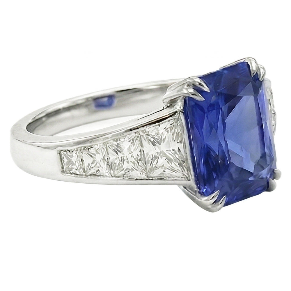 Edelstein Ring Strahlender Saphir Kanal Set Trapezoid Natürlicher Diamant ( nicht im Labor gezüchtet )en 5 Karat