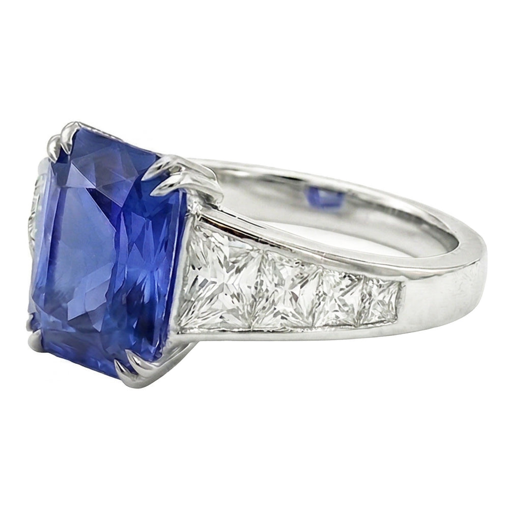 Edelstein Ring Strahlender Saphir Kanal Set Trapezoid Natürlicher Diamant ( nicht im Labor gezüchtet )en 5 Karat