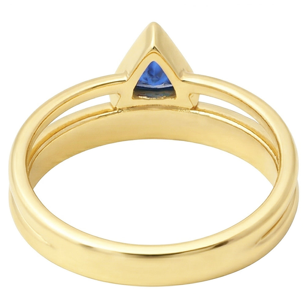 Edelstein Ring Trillion Lünette Set Blauer Saphir 1 Karat Natürlicher Diamant ( nicht im Labor gezüchtet )en Gold
