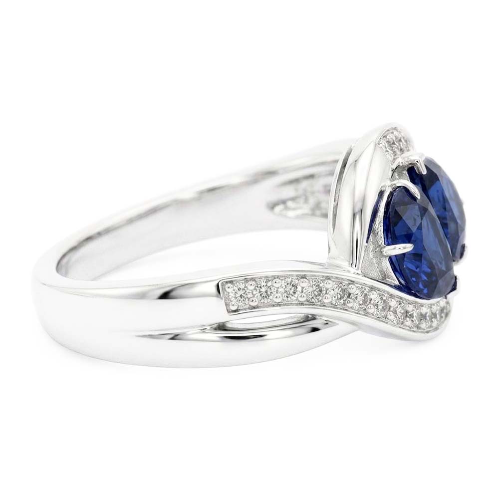 Edelstein Schmuck Birne Blauer Saphir Ring Twisted Style 1.50 Karat