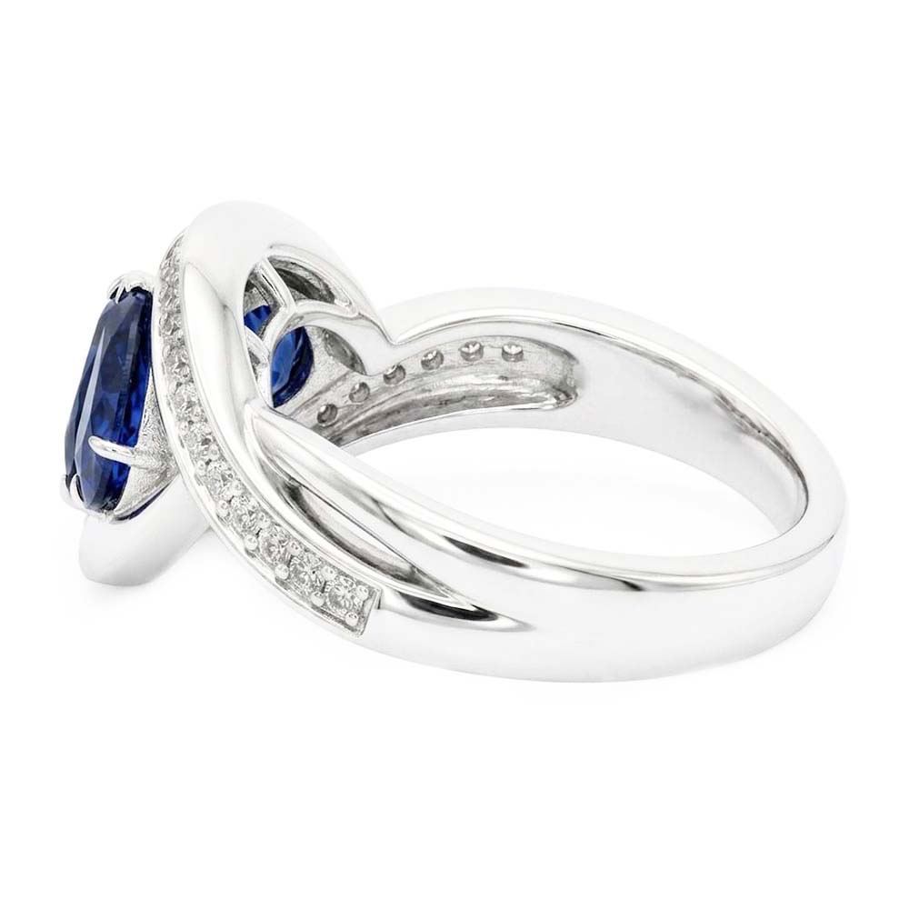 Edelstein Schmuck Birne Blauer Saphir Ring Twisted Style 1.50 Karat