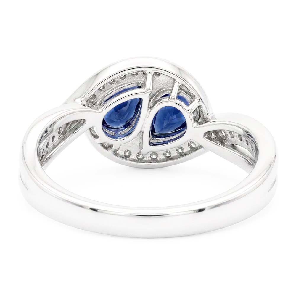 Edelstein Schmuck Birne Blauer Saphir Ring Twisted Style 1.50 Karat