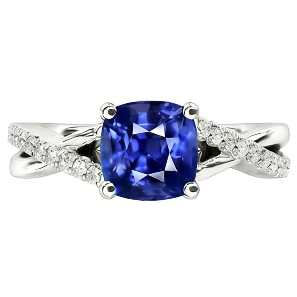 Edelstein Schmuck Kissen Saphirring Twisted Shank 2,50 Karat