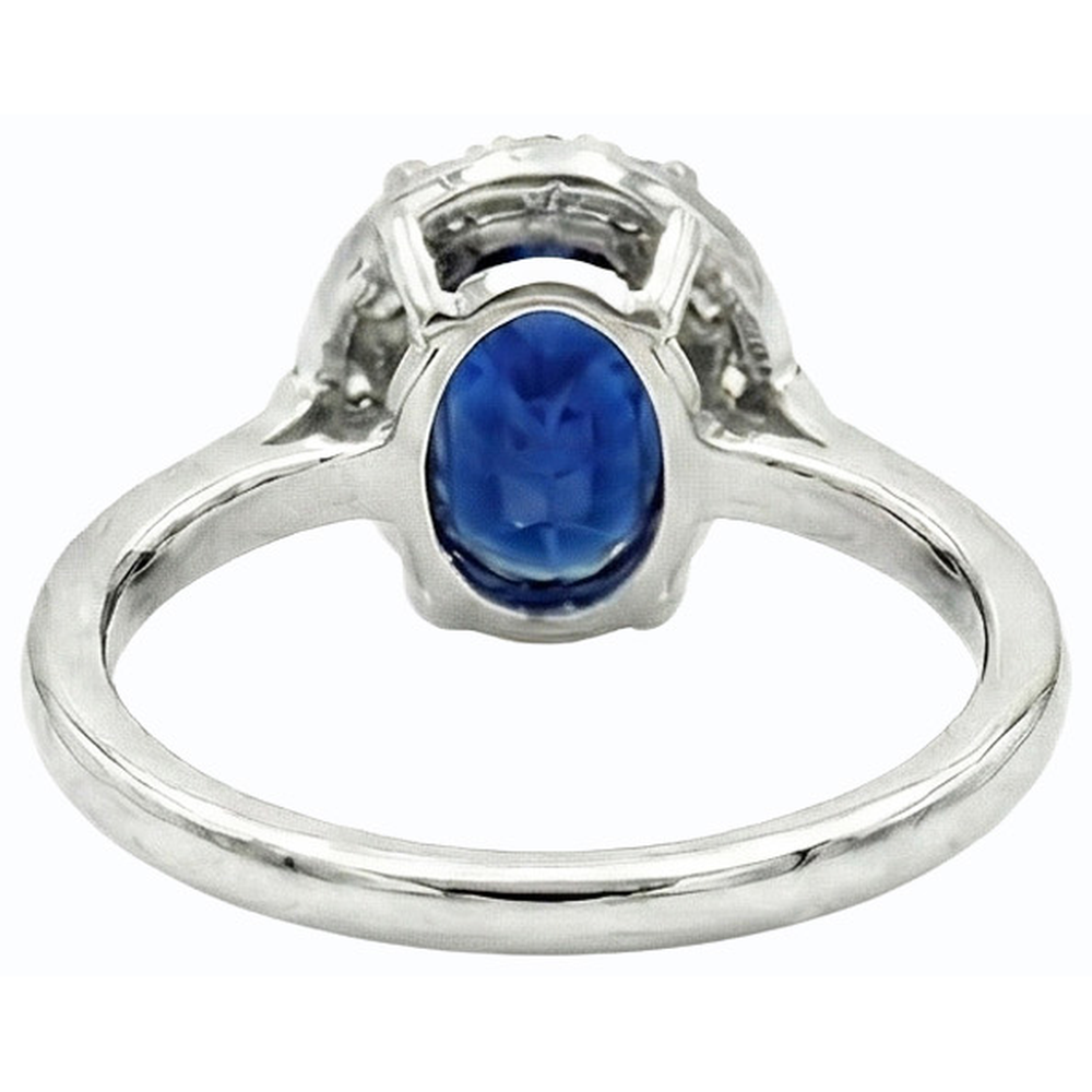 Edelstein Schmuck Oval Blauer Saphir & Natürlicher Diamant ( nicht im Labor gezüchtet ) Ring 2,50 Karat