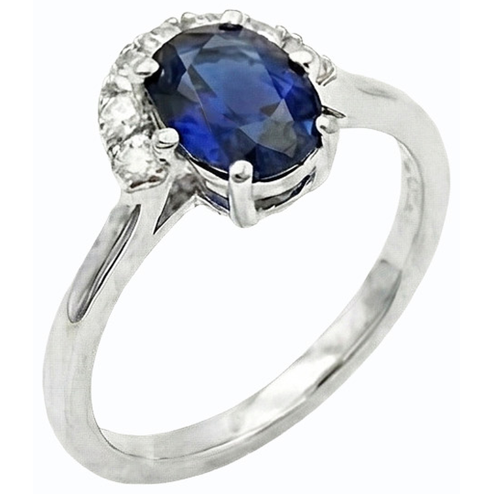 Edelstein Schmuck Oval Blauer Saphir & Natürlicher Diamant ( nicht im Labor gezüchtet ) Ring 2,50 Karat