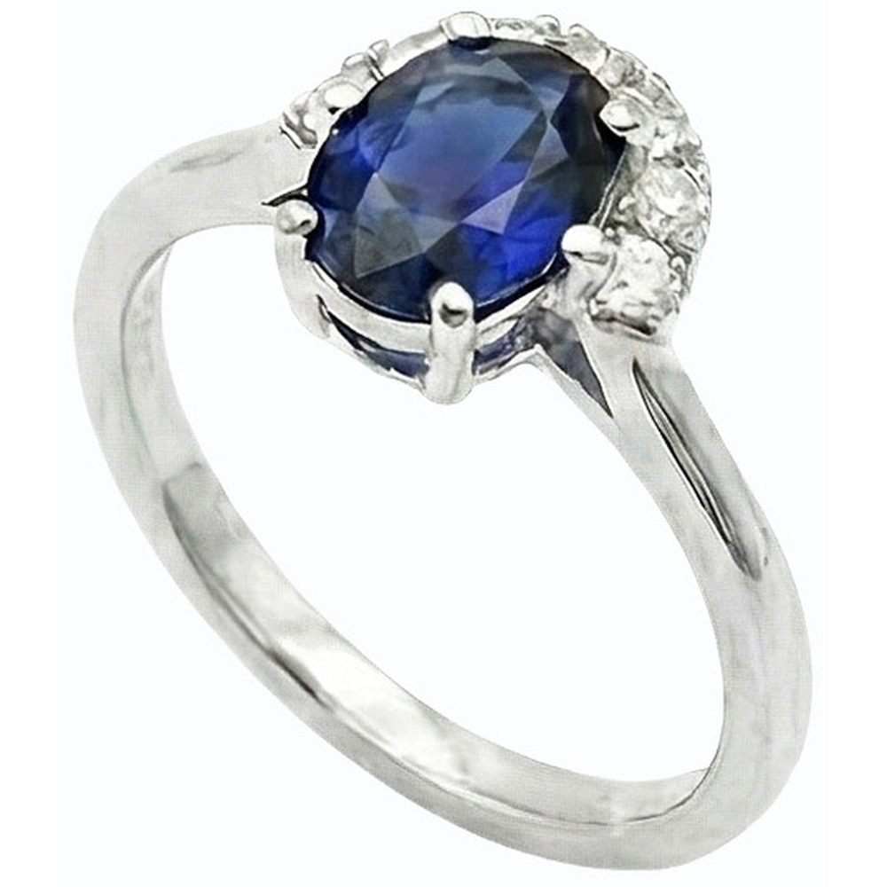 Edelstein Schmuck Oval Blauer Saphir & Natürlicher Diamant ( nicht im Labor gezüchtet ) Ring 2,50 Karat