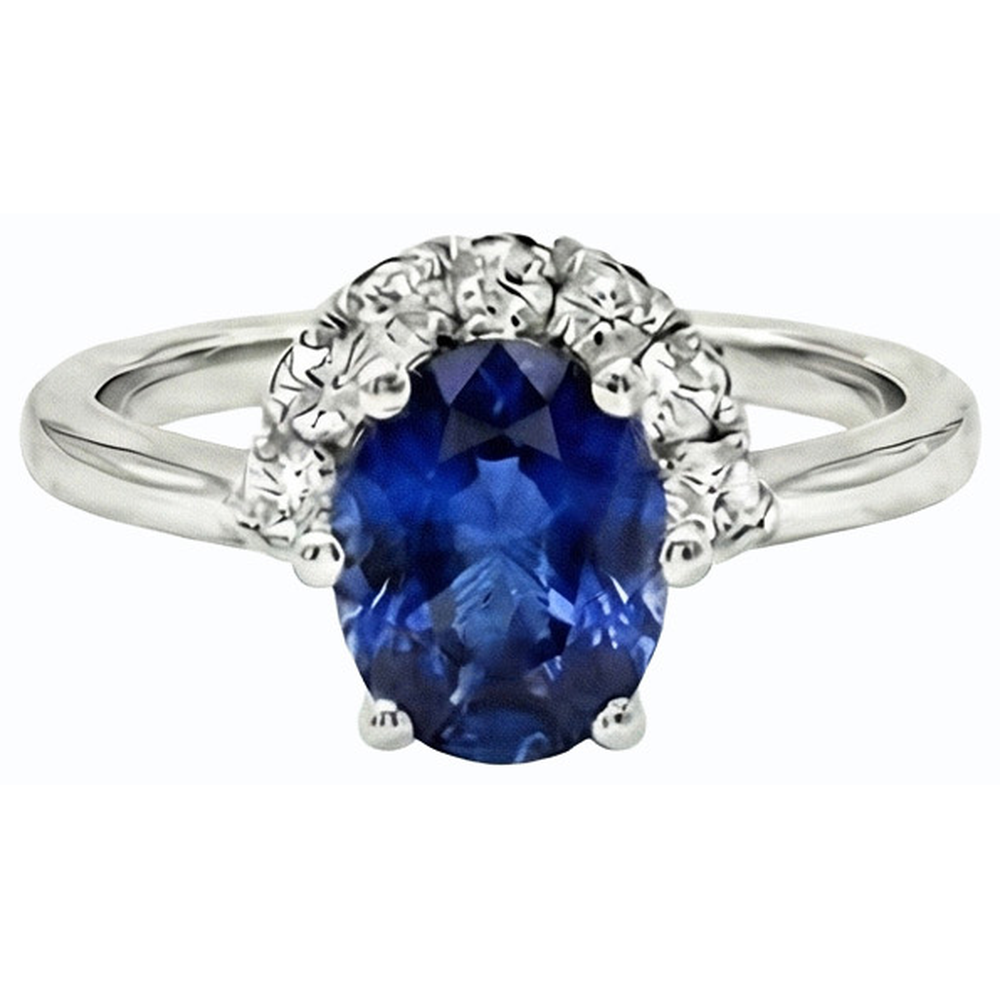 Edelstein Schmuck Oval Blauer Saphir & Natürlicher Diamant ( nicht im Labor gezüchtet ) Ring 2,50 Karat