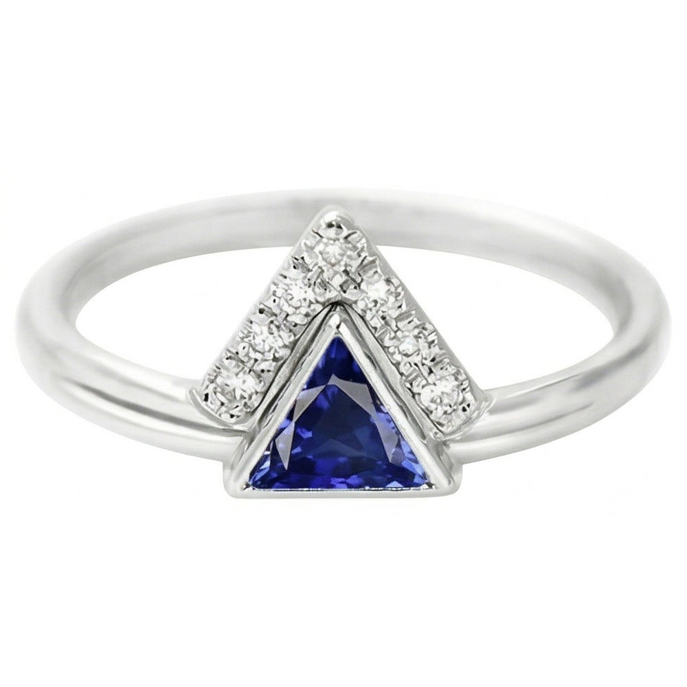 Edelstein Schmuck Trillion Ceylon Saphir Ring 1 Karat Natürlicher Diamant ( nicht im Labor gezüchtet )en