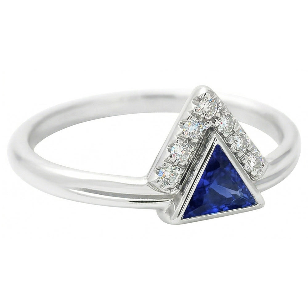 Edelstein Schmuck Trillion Ceylon Saphir Ring 1 Karat Natürlicher Diamant ( nicht im Labor gezüchtet )en