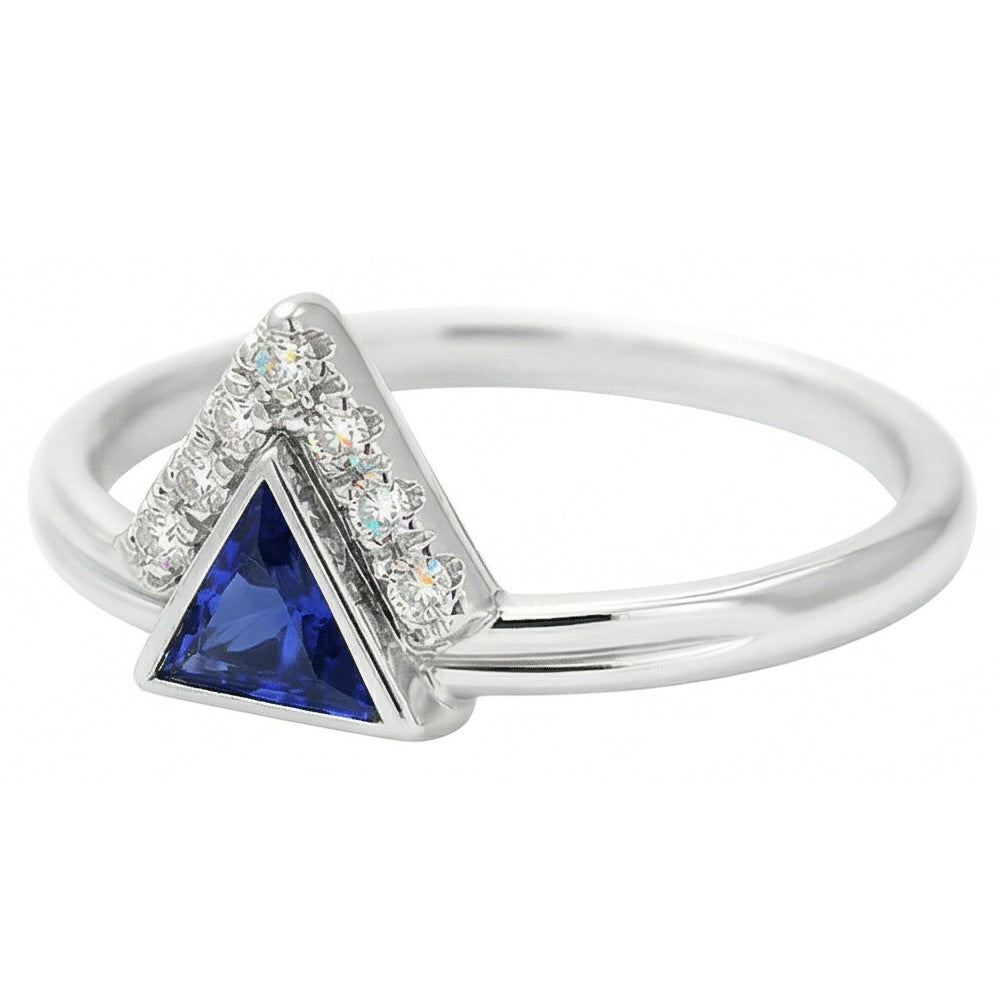Edelstein Schmuck Trillion Ceylon Saphir Ring 1 Karat Natürlicher Diamant ( nicht im Labor gezüchtet )en