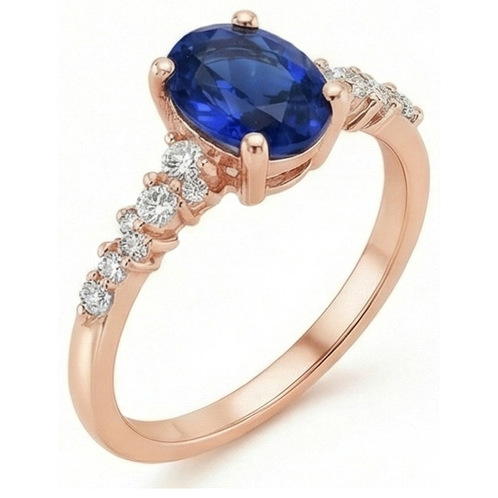 echter oval diamant 4Karat ring Seitenansicht