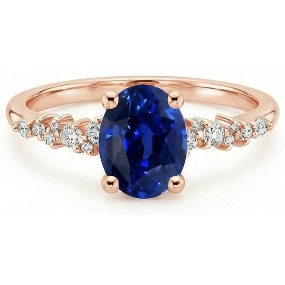 echter oval diamant 4Karat ring Profilansicht