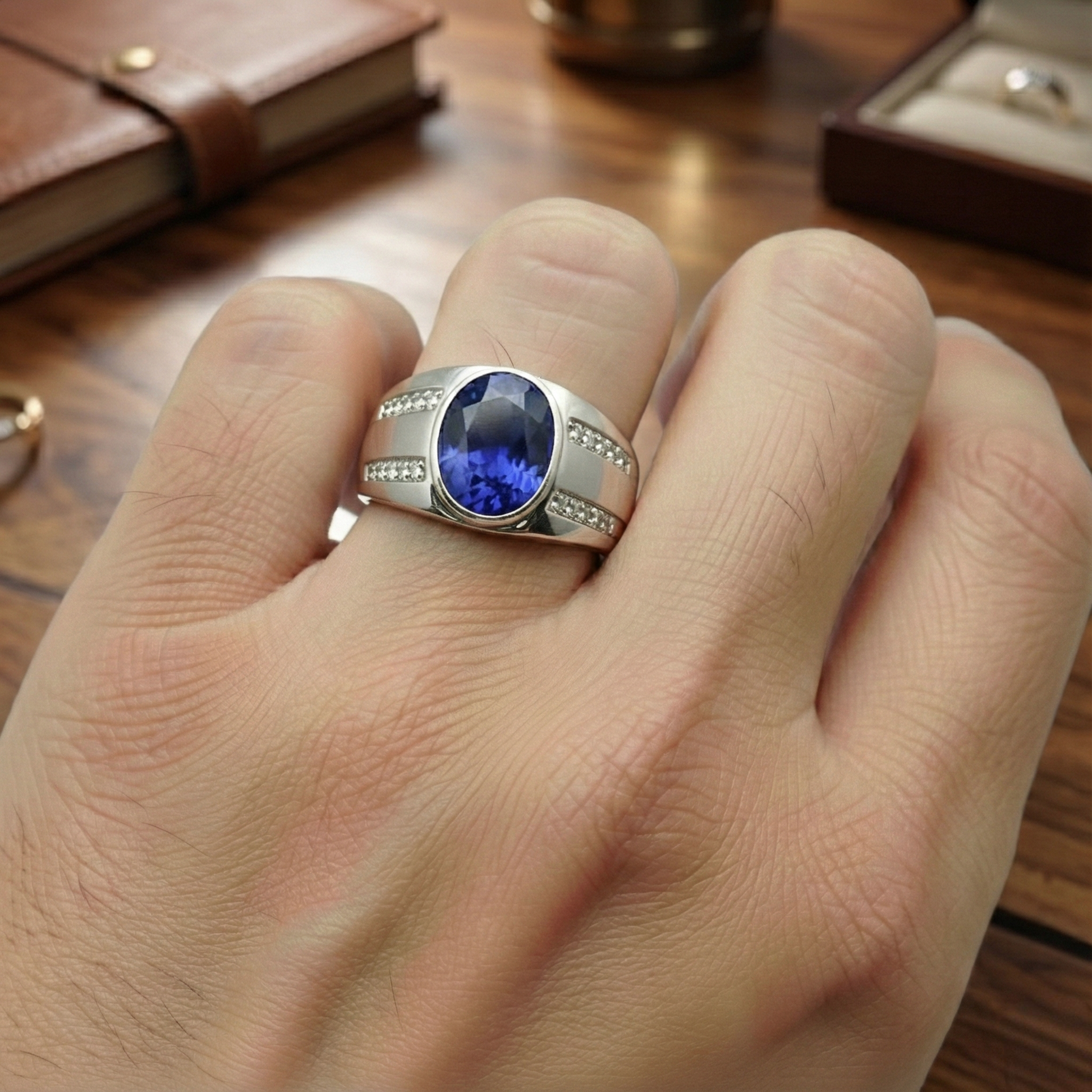 echter oval diamant 3.50Karat ring auf Weiß