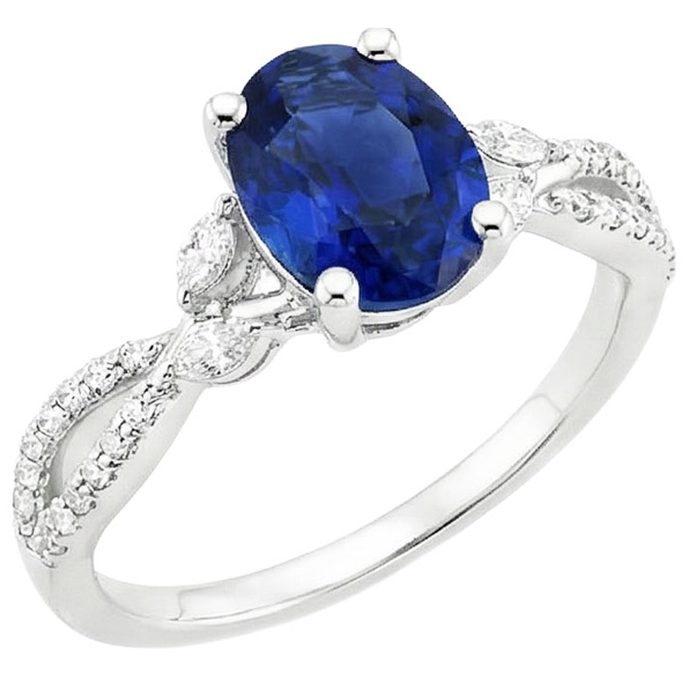 Edelsteinring mit Natürlicher Diamant ( nicht im Labor gezüchtet )akzenten Blauer Saphir 4 Karat